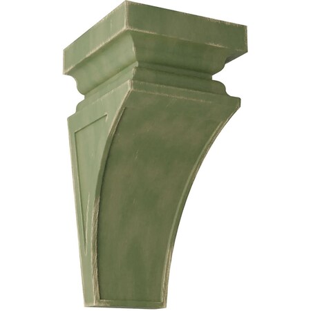 Ekena Millwork 7"W x 7 3/4"D x 14"H Jumbo Nevio Wood Vintage Decor Corbel, Restoration Green CORWD07X07X14NEGR